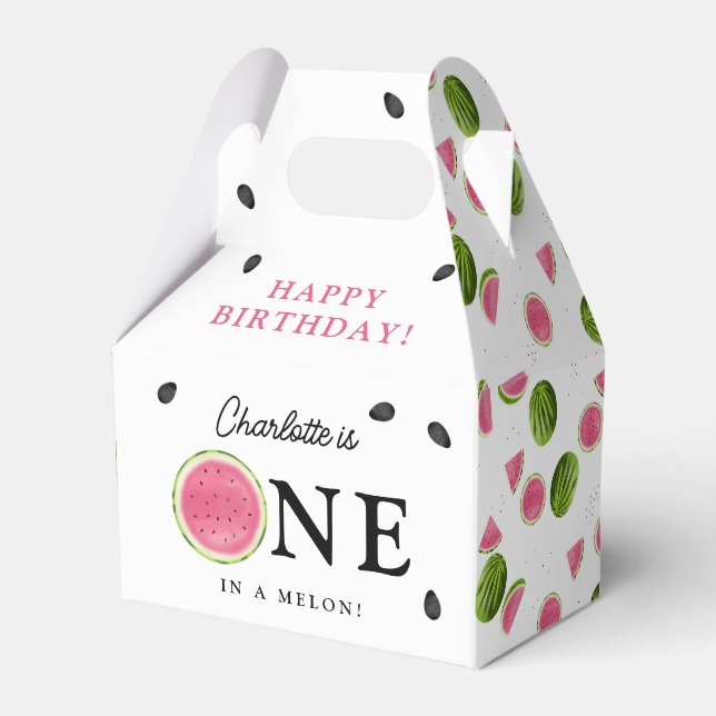 One in a Melon Watermelon Summer Birthday Favour Box (Front Side)