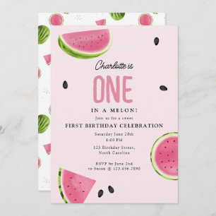 One in a Melon Watermelon Summer Birthday Invitation