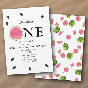 One in a Melon Watermelon Summer Birthday Invitation