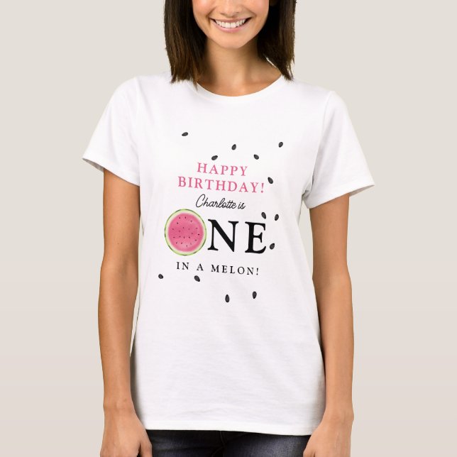 One in a Melon Watermelon Summer Birthday Mum T-Shirt (Front)