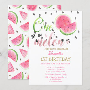One In A Melon Watermelons 1st Birthday  Invitation