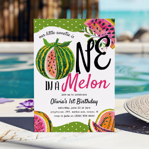 One in a Melon' Whimsical 1st Birthday Invitation