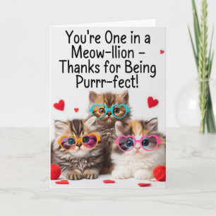 One in a Meow-llion Purr-fect Teacher Card