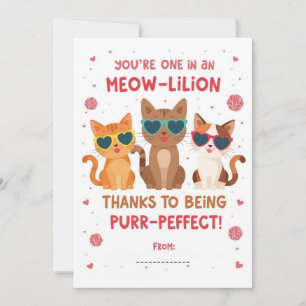 One in a Meow-llion Purr-fect Teacher Card