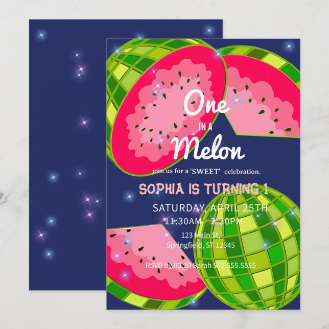 One in a Watermelon! 1st Birthday Party Invitation (Front/Back)
