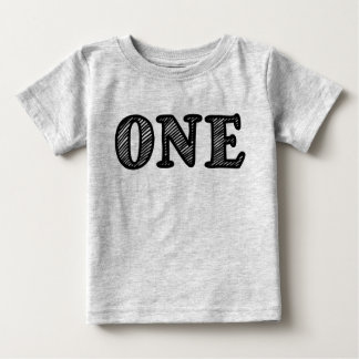 ONE in Black Marker Design 1st Birthday Baby T-Shirt
