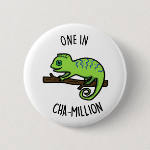 One In Cha-Million Cute Chameleon Pun 6 Cm Round Badge