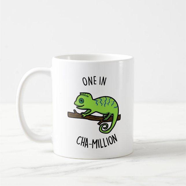 One In Cha-Million Funny Chameleon Pun  Coffee Mug (Left)
