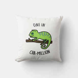 One In Cha-Million Funny Chameleon Pun  Cushion