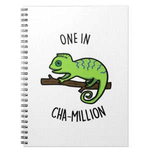 One In Cha-Million Funny Chameleon Pun  Notebook