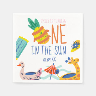 One in in the sun first birthday party pool napkin