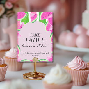 One in Melon CAKE TABLE Pink Watermelon  Sign Invitation
