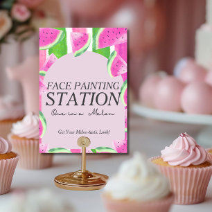 One in Melon Face Paint Station Watermelon Sign Invitation