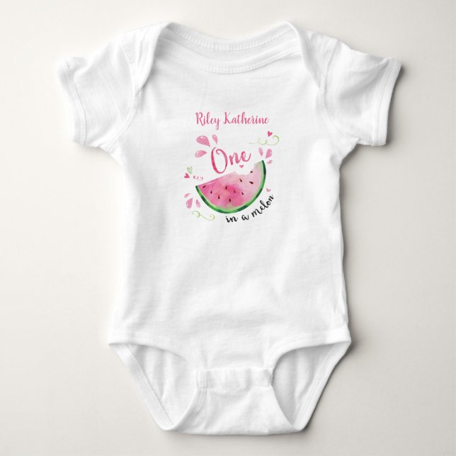 One in Melon First Birthday Outfit Shirt (Front)