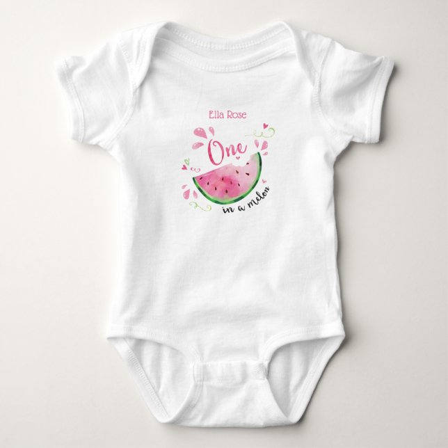 One in Melon First Birthday Outfit Shirt (Front)