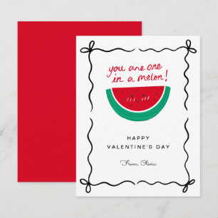 One In Melon! Funny Hand Drawn Valentine's Day Card