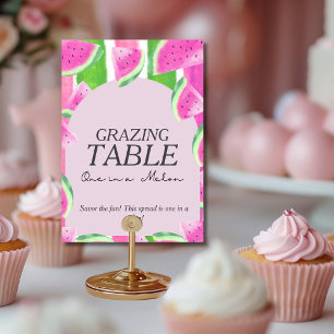 One in Melon GRAZING TABLE Pink Watermelon  Sign Invitation