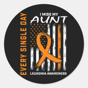 One In Memory Of Aunt Leukaemia Awareness American Classic Round Sticker