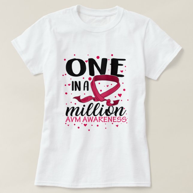 One In Million AVM Awareness Warrior Brain Injury  T-Shirt (Design Front)