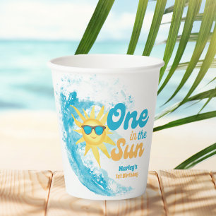 One in the Sun 🌞 1st Birthday Beach & Surf Paper Cups