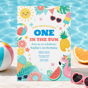 One in the Sun 1st Birthday Pool Party Invitation