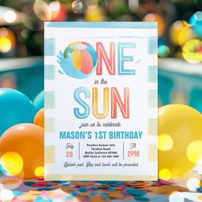 One In The Sun 1st Birthday Pool Party  Invitation (Creator Uploaded)
