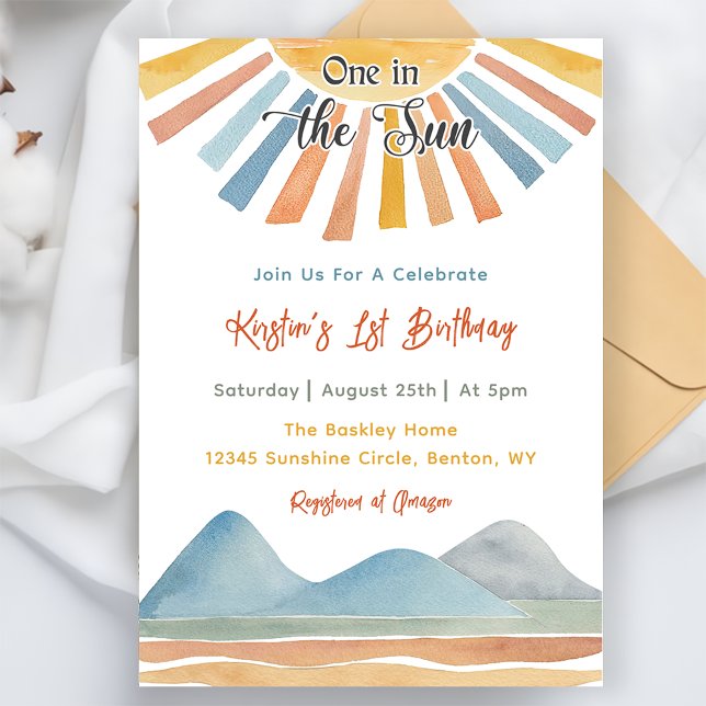 One In The Sun 1st Birthday Rainbow Invitation (Creator Uploaded)