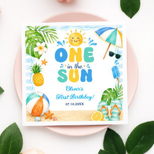 One In The Sun 1st Pool Party Summer Birthday Napkin