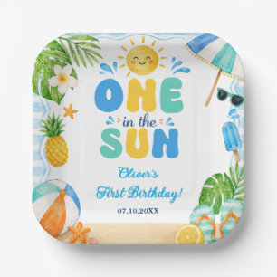 One In The Sun 1st Pool Party Summer Birthday Paper Plate