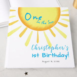 One In The Sun Blue First Birthday Custom Guest Book