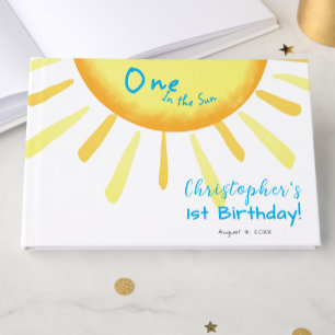One In The Sun Blue First Birthday Custom Guest Book