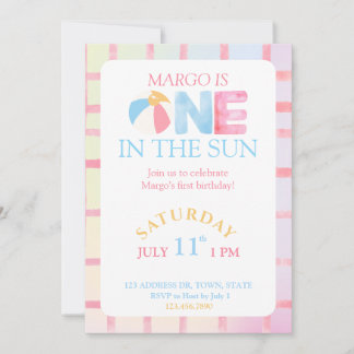 One in the sun first birthday party invitation