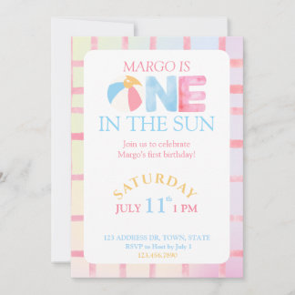 One in the sun first birthday party invitation