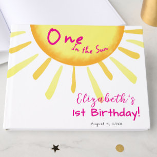 One In The Sun Pink First Birthday Custom Guest Book