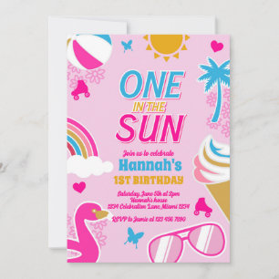 One in the Sun Pool Party Birthday Girl summer Invitation