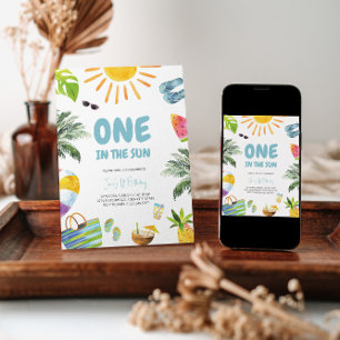 ONE in the Sun Pool Party Birthday Invitation