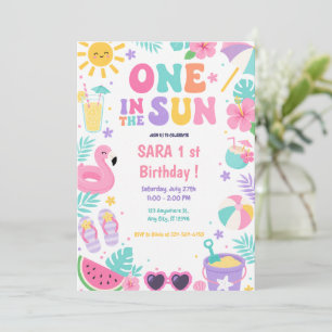 One in the Sun Pool Party First Birthday Invitation