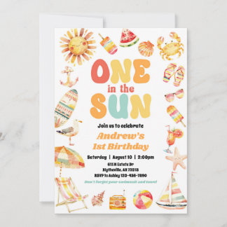 One In The Sun Pool Party Invitation