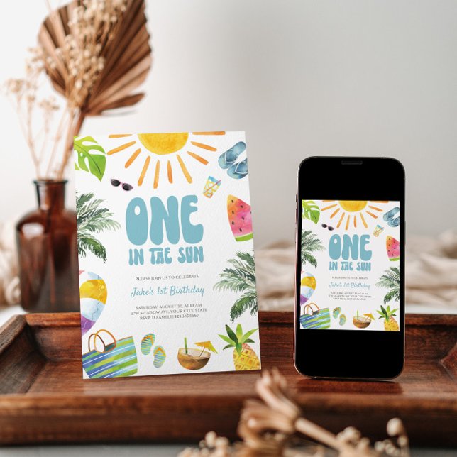 ONE in the Sun Retro 1st Birthday Invitation (Creator Uploaded)