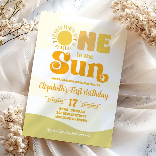 One In The Sun Summer Hippie Retro First Birthday Invitation (Creator Uploaded)