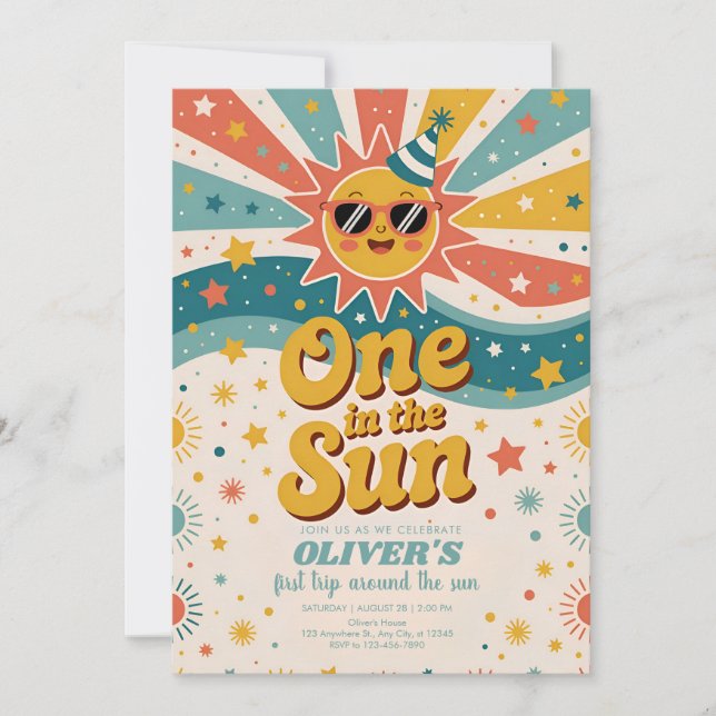 One In The Sun Sunshine 1st Birthday  Invitation (Front)