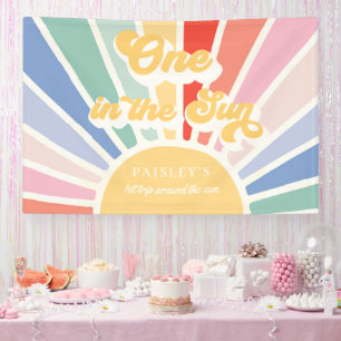 One In The Sun Sunshine 1st Birthday Muted Rainbow Banner