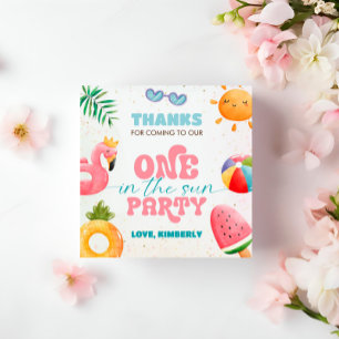 One In The Sun Tropical Beach 1st Birthday Party Favour Tags