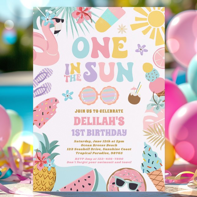 One In The Sun Tropical Beach 1st Birthday Party Invitation (Creator Uploaded)