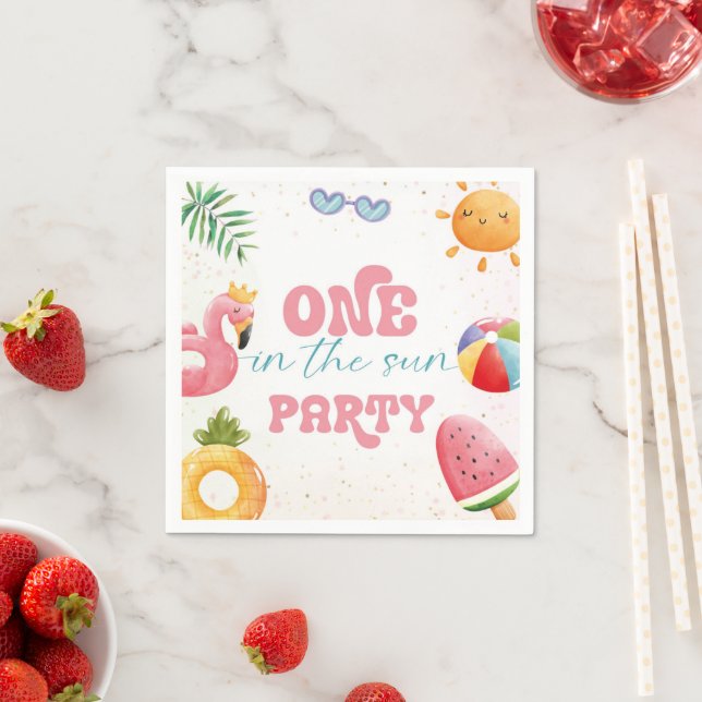 One In The Sun Tropical Beach 1st Birthday Party Napkin (Insitu)