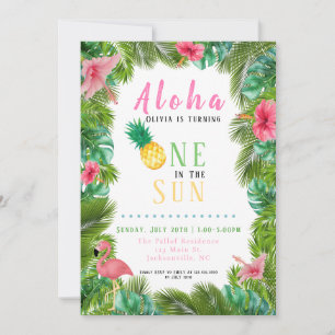 One in the Sun Tropical First Birthday Invitation