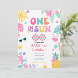One in the Sun Tropical First Birthday Invitation