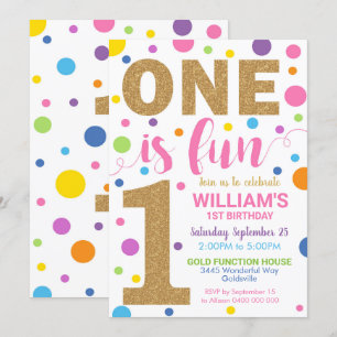 One is Fun Birthday Invitation Girl 1st Birthday