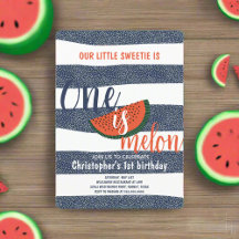 One is Melon 1st Birthday Cute Watermelon Striped