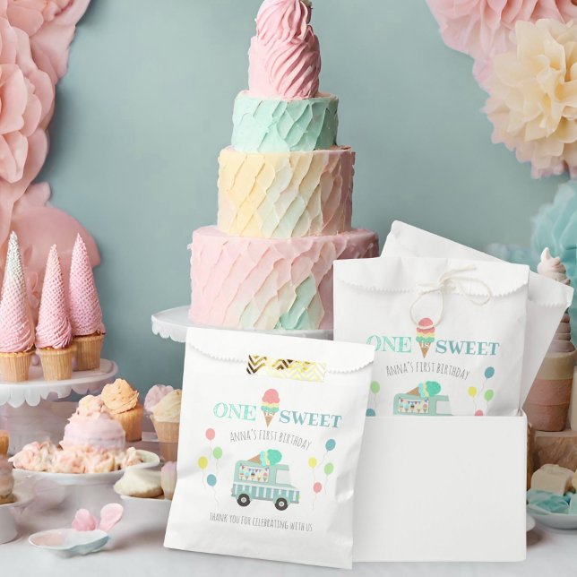 One is sweet ice cream truck first birthday favour bags (Creator Uploaded)
